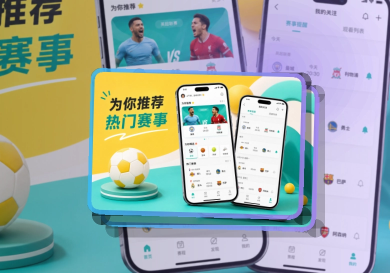 杂志式App介绍 · 移动端追赛入口 · 常看联赛快速进入界面展示